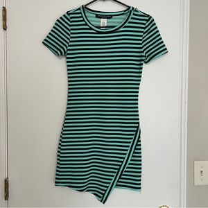 Absolute Angel | Green and Black Striped Asymmetrical  Dress